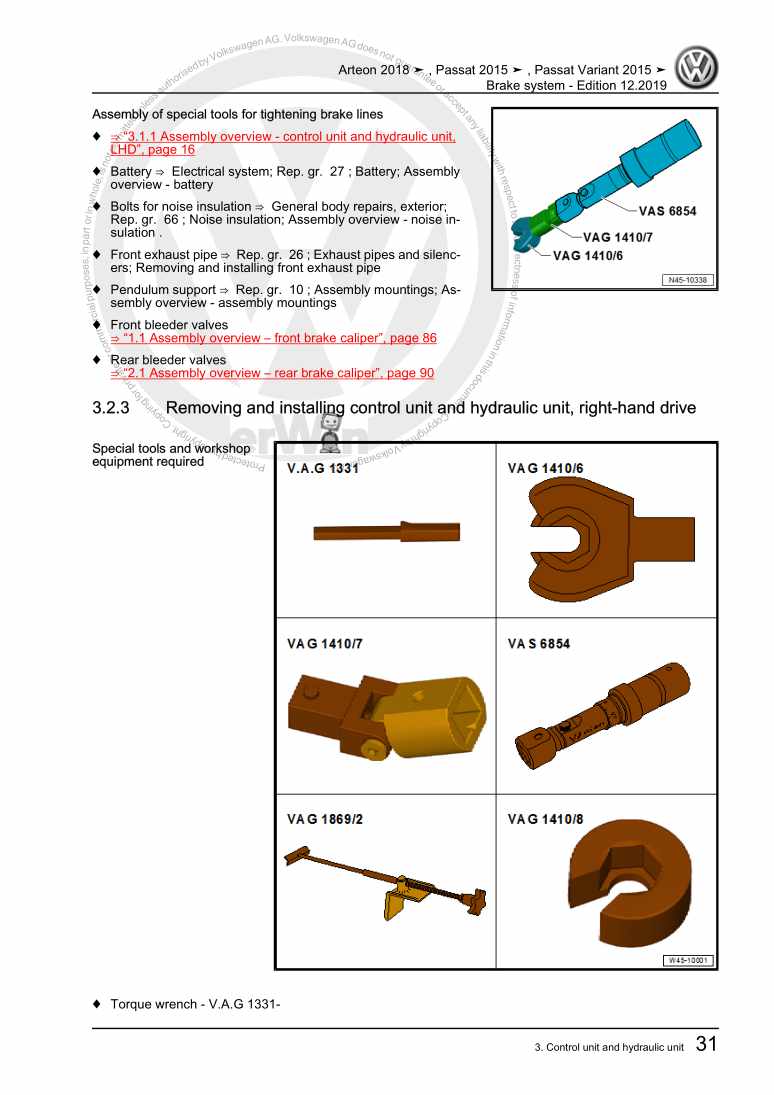 Examplepage for repair manual 3 Brake system