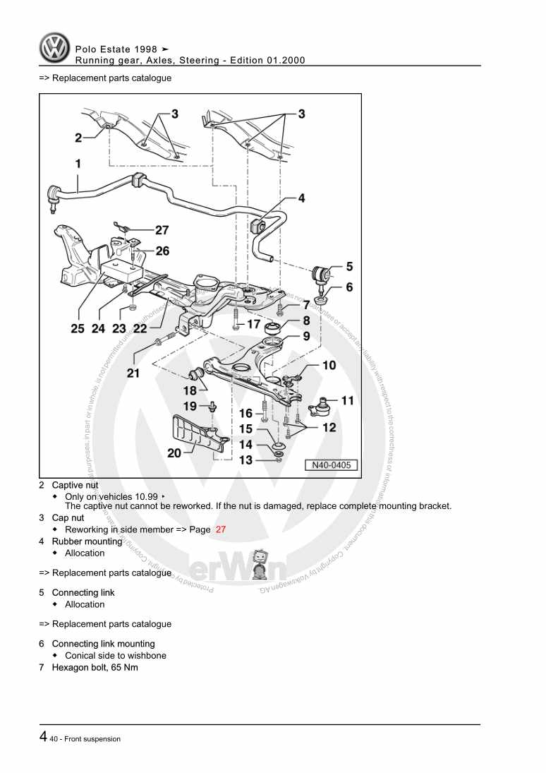 Examplepage for repair manual 2 Running gear, Axles, Steering
