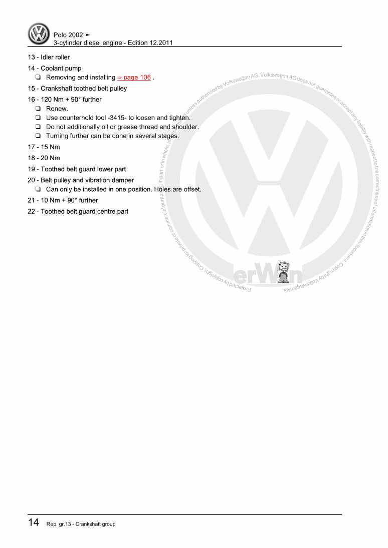 Beispielseite für Reparaturanleitung 2 3-cylinder diesel engine