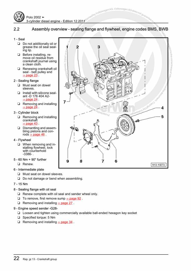 Beispielseite für Reparaturanleitung 3 3-cylinder diesel engine