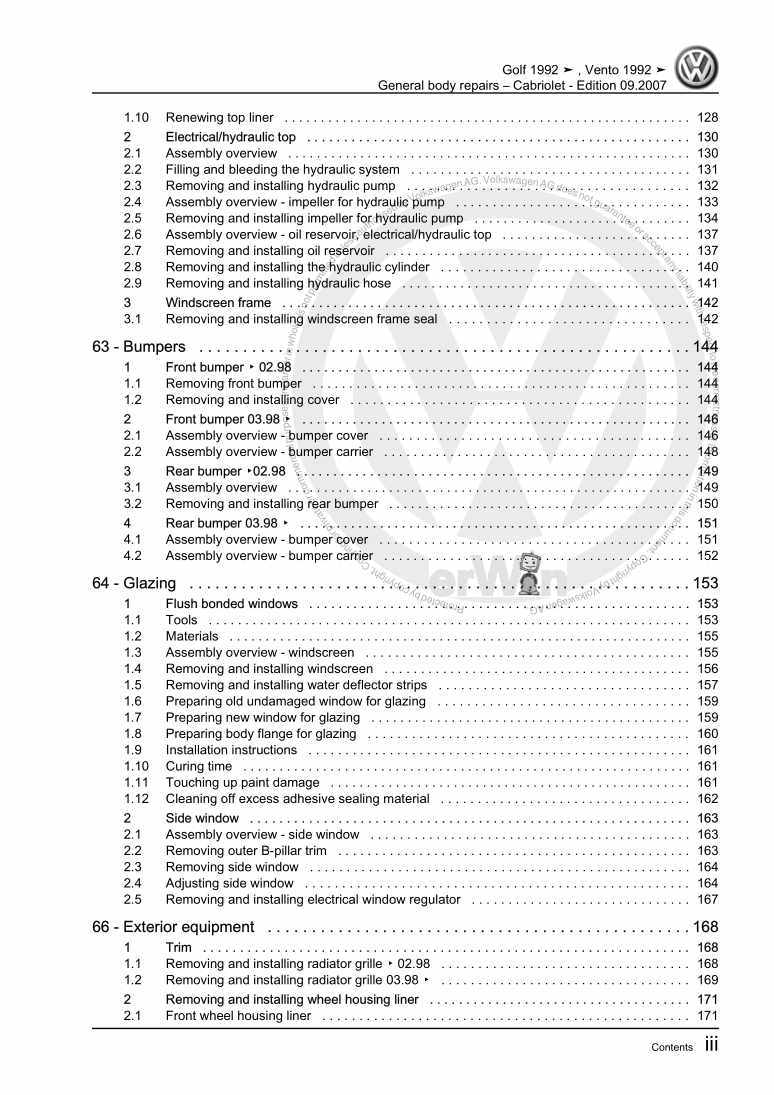 Examplepage for repair manual 3 General body repairs – Cabriolet
