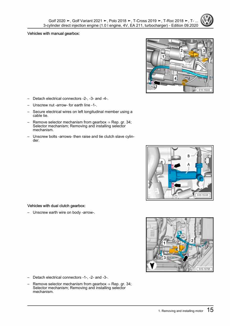 Beispielseite für Reparaturanleitung 3 3-cylinder direct injection engine (1.0 l engine, 4V, EA 211, turbocharger)