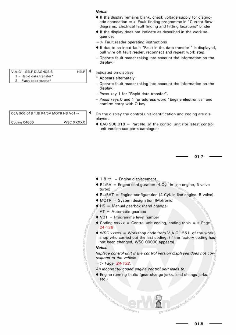 Examplepage for repair manual 2 Motronic injection and ignition system AGN,AGU