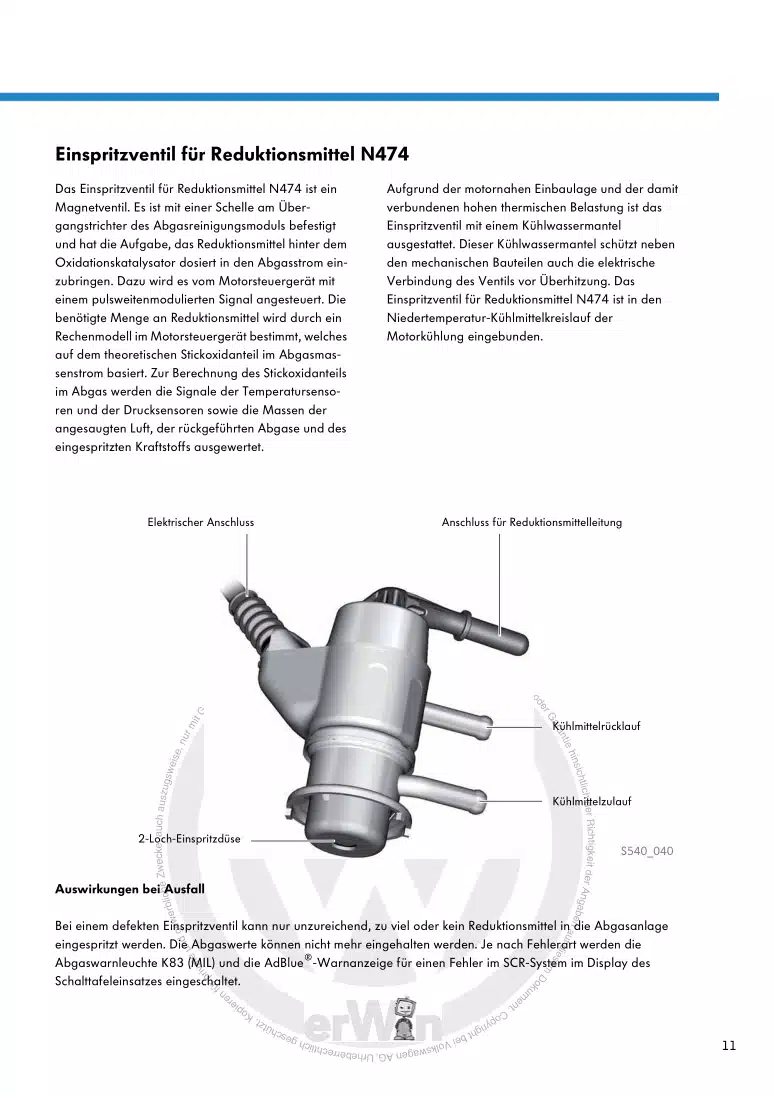 Examplepage for repair manual Nr. 540: Das Abgasnachbehandlungssystem Selective-Catalytic-Reduction