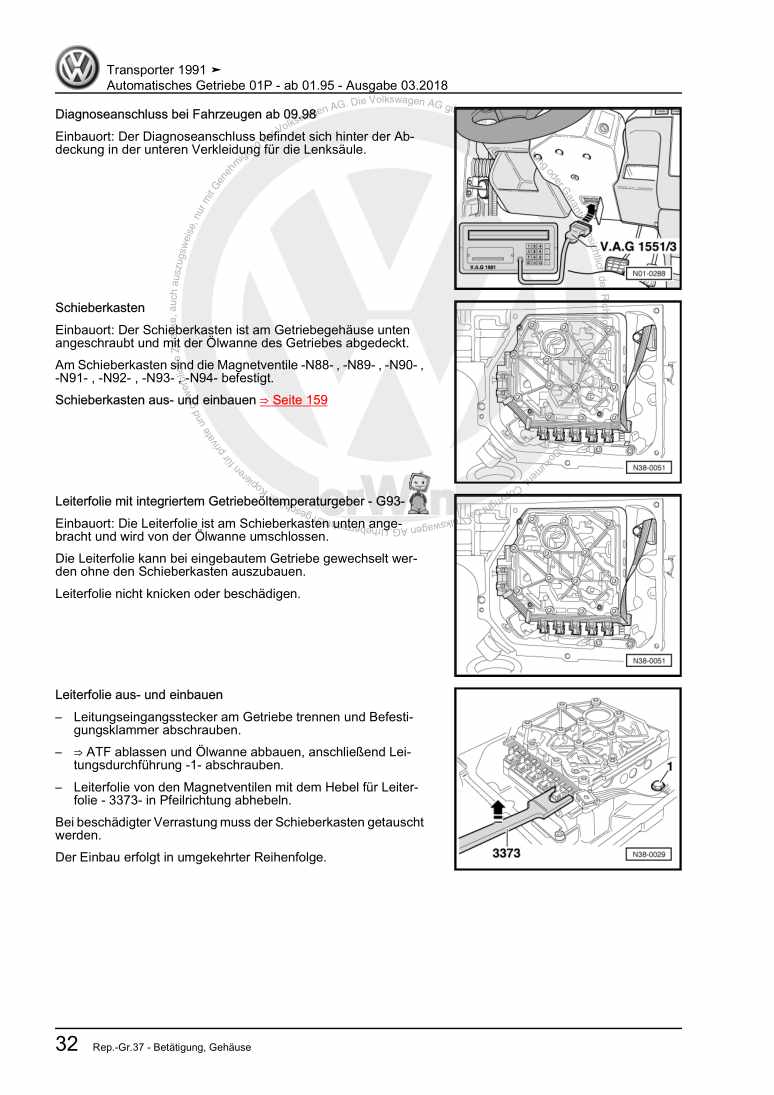 Beispielseite für Reparaturanleitung 3 Automatisches Getriebe 01P - ab 01.95