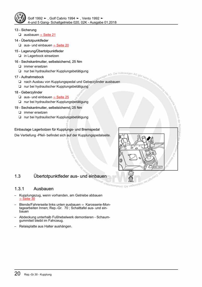 Beispielseite für Reparaturanleitung 2 4-und 5 Gang- Schaltgetriebe 020, 02K