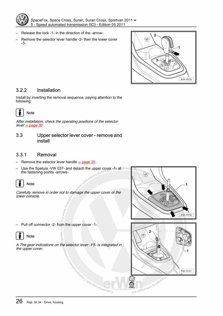 Examplepage for repair manual 3 5 - Speed automated transmission 0C3