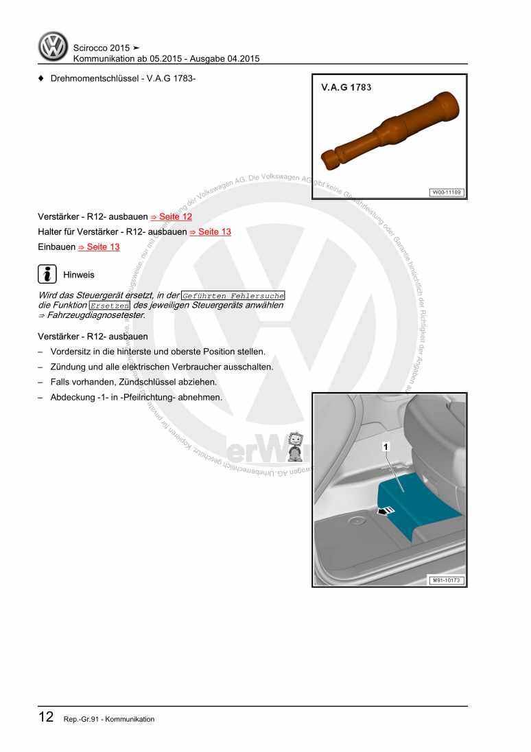 Examplepage for repair manual 2 Kommunikation ab 05.2015