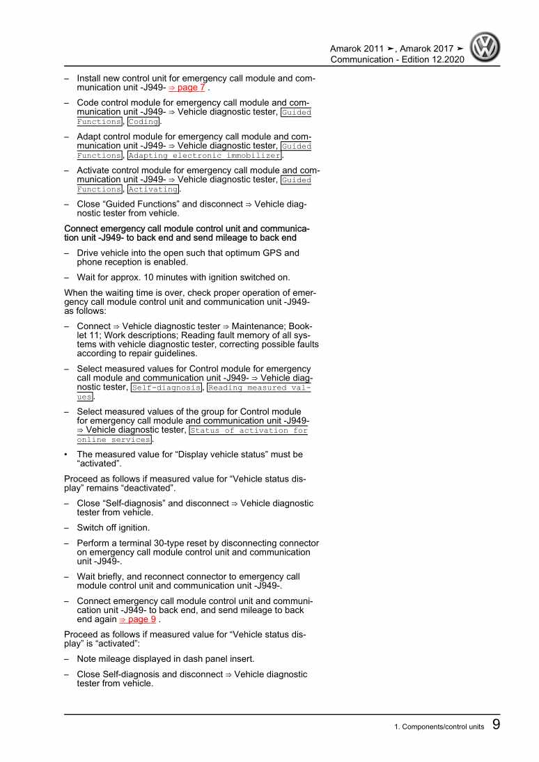 Examplepage for repair manual 2 Communication