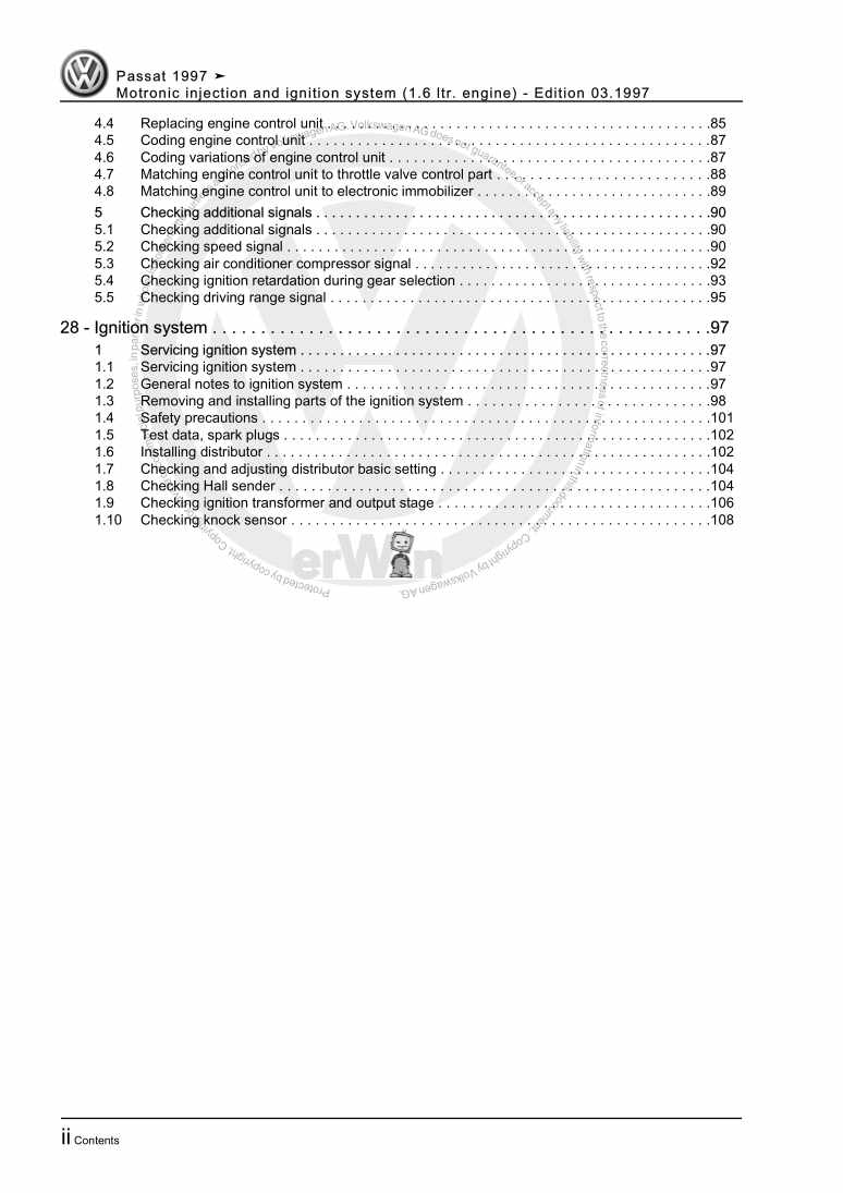 Examplepage for repair manual 3 Motronic injection and ignition system (1.6 ltr. engine)