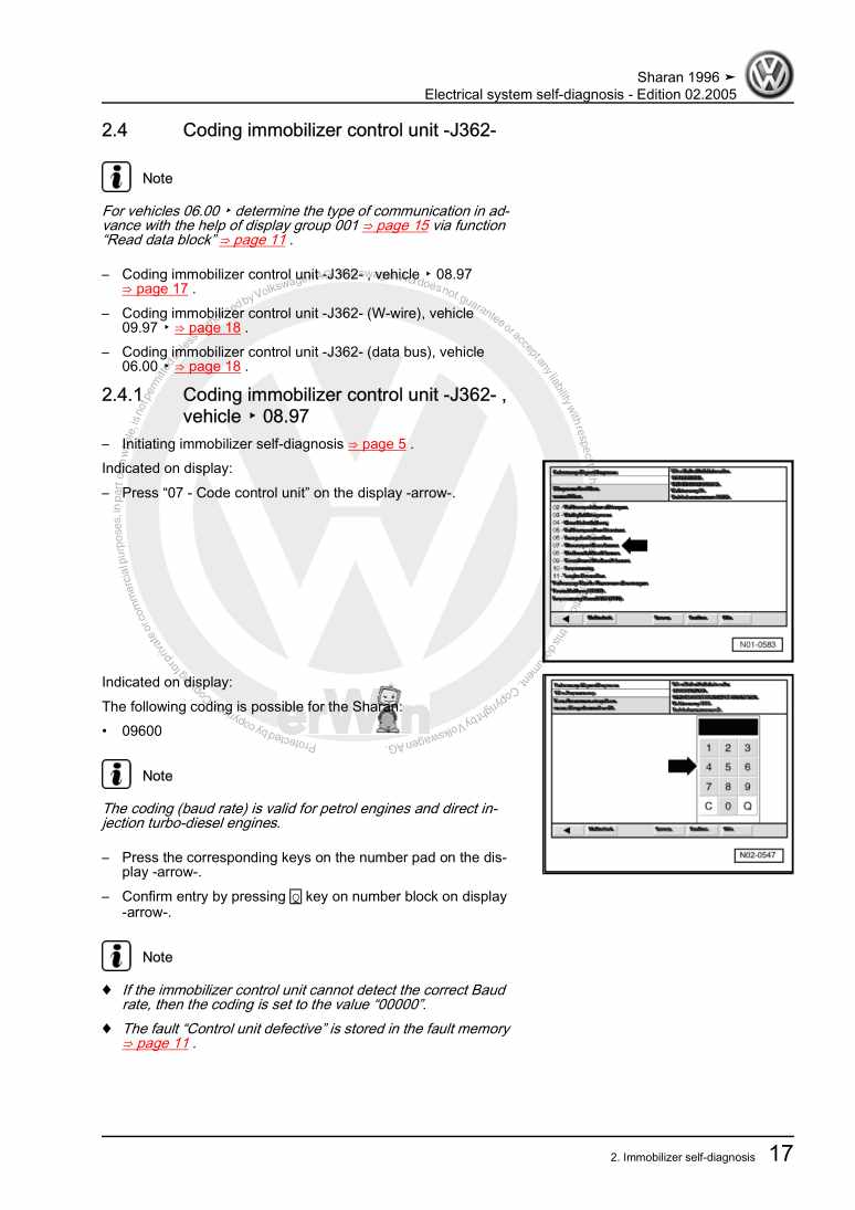 Examplepage for repair manual 3 Electrical system self-diagnosis