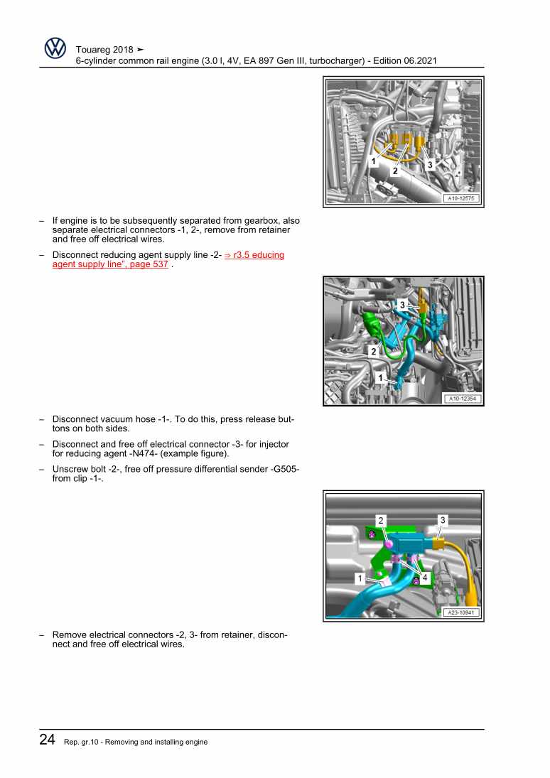 Examplepage for repair manual 2 6-cylinder common rail engine (3.0 l, 4V, EA 897 Gen III, turbocharger)