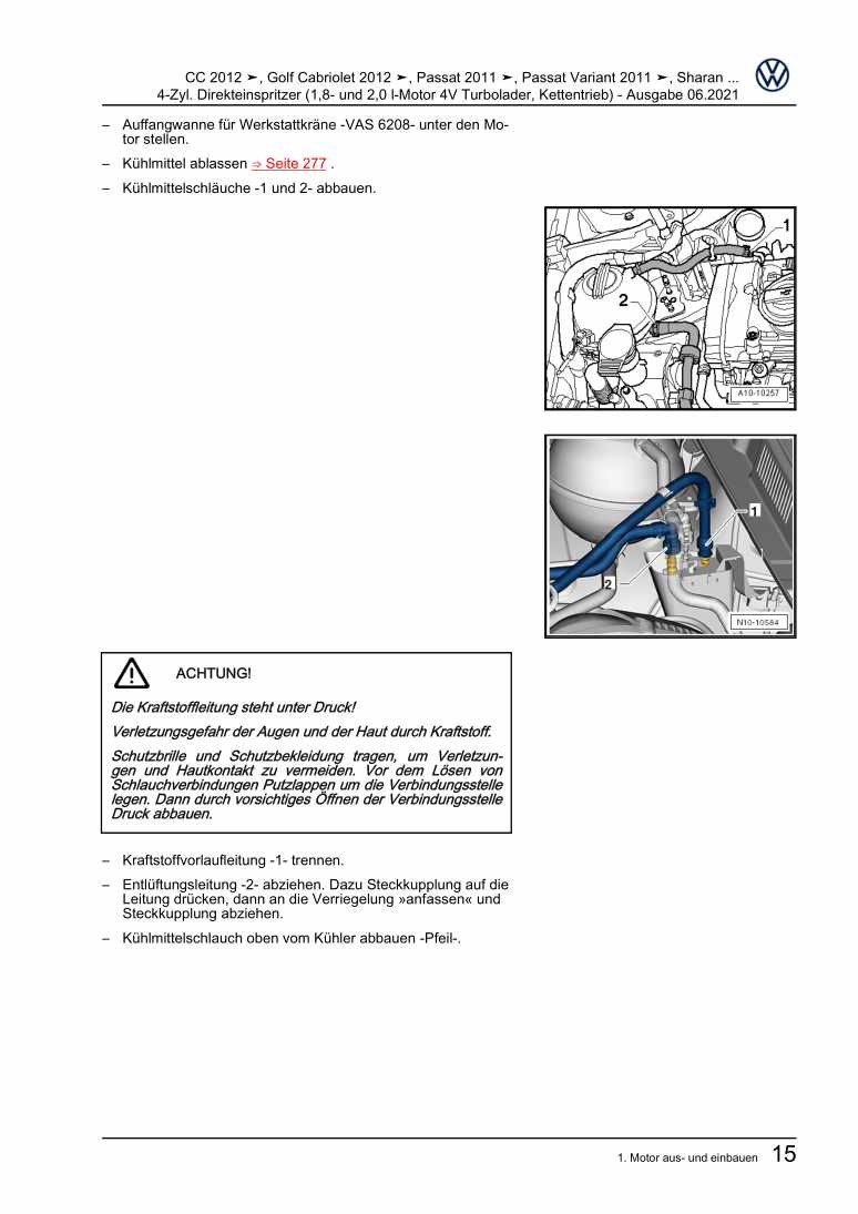 Beispielseite für Reparaturanleitung 2 4-Zyl. Direkteinspritzer (1,8- und 2,0 l-Motor 4V Turbolader, Kettentrieb)