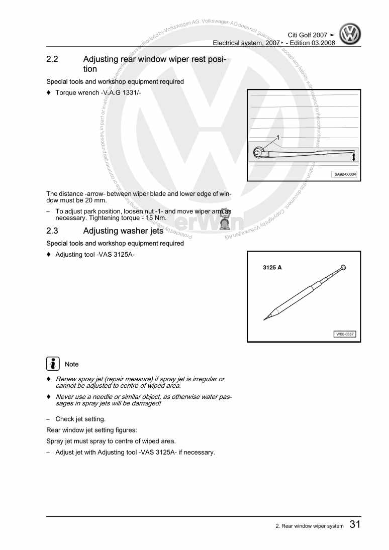 Examplepage for repair manual Electrical system, 2007▸