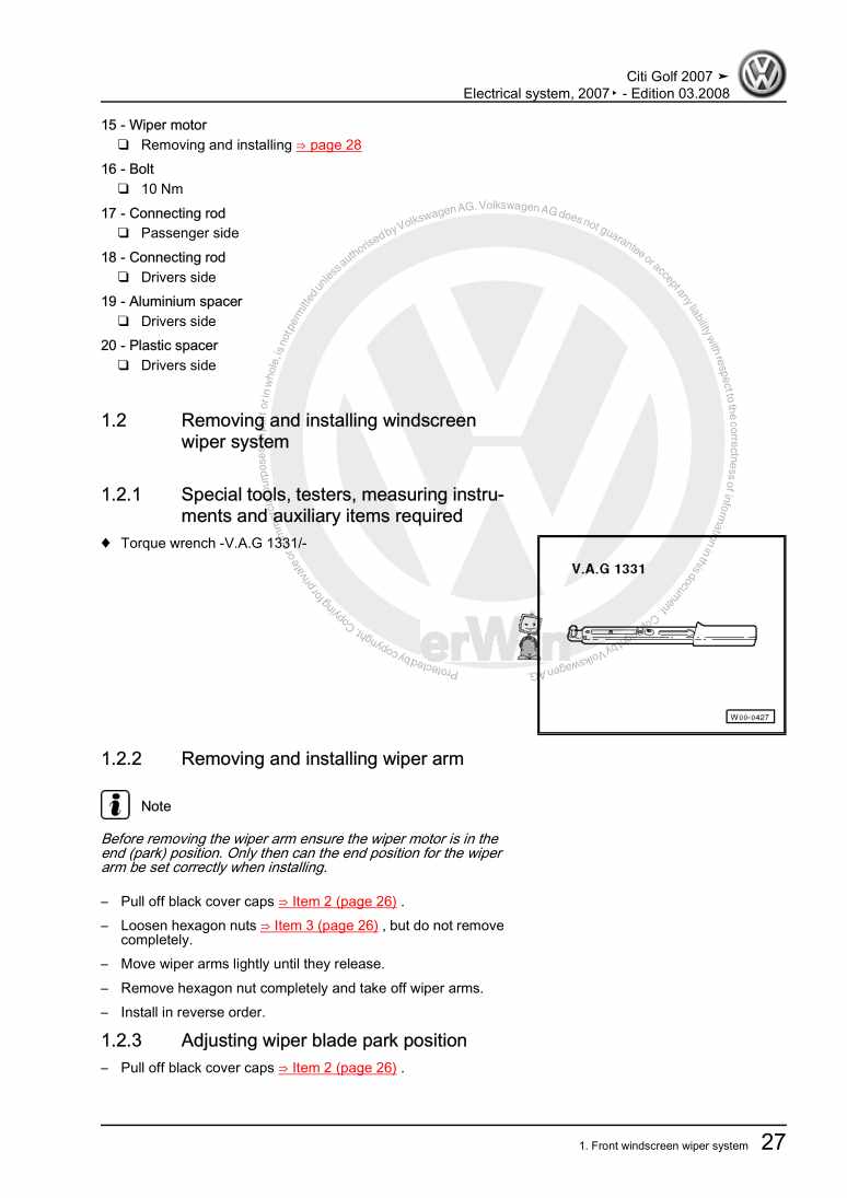 Examplepage for repair manual 2 Electrical system, 2007▸