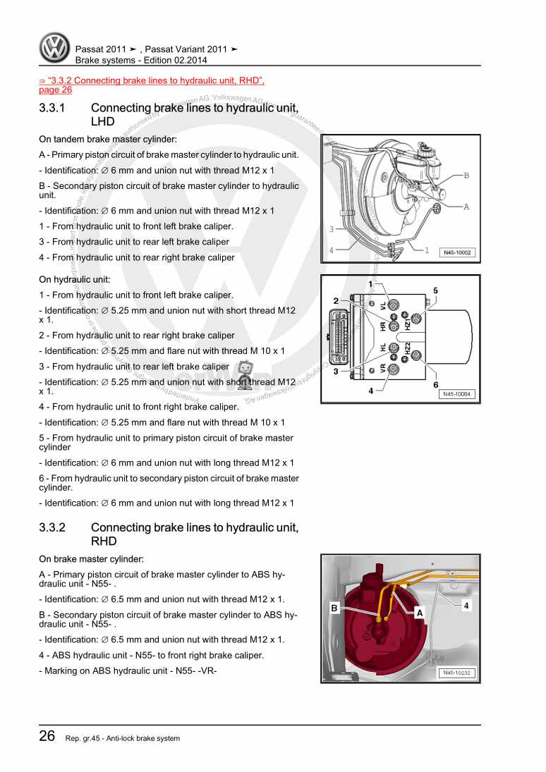 Examplepage for repair manual 2 Brake systems