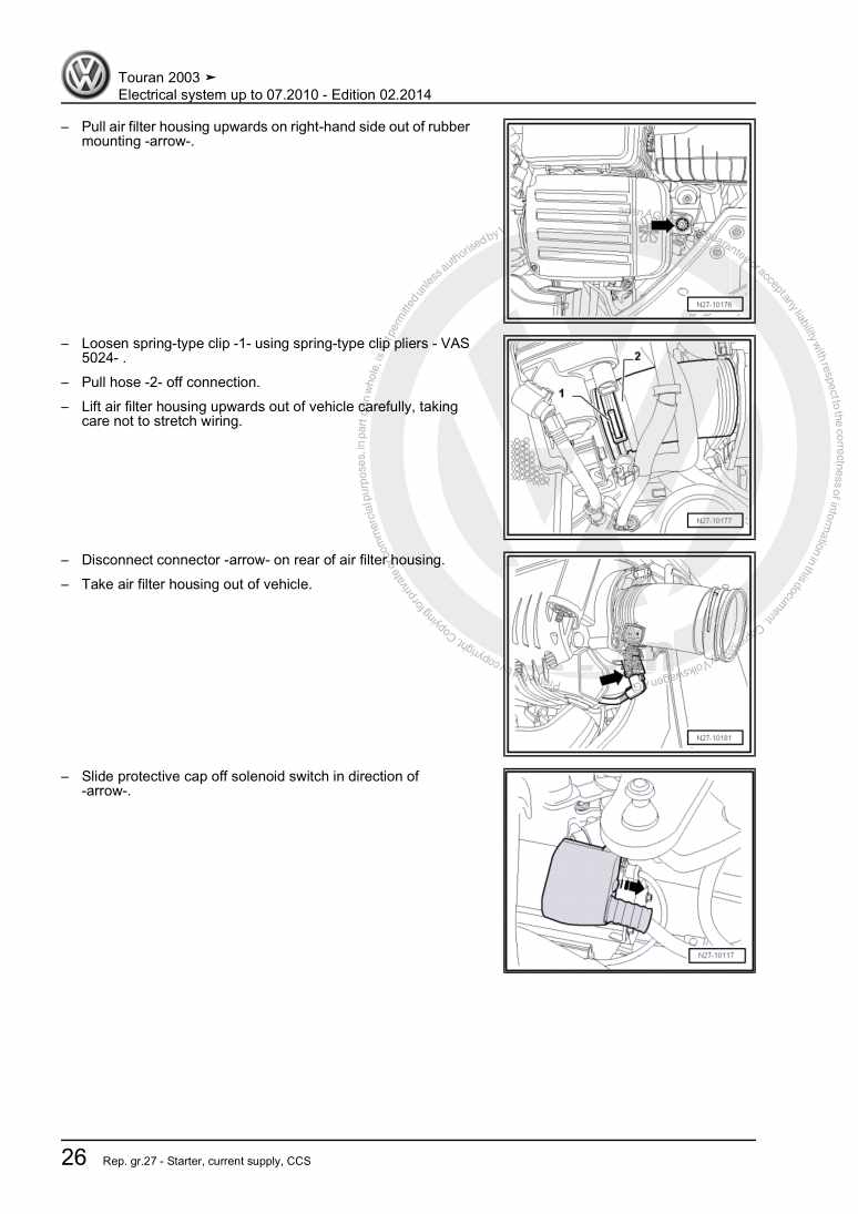 Examplepage for repair manual 2 Electrical system up to 07.2010