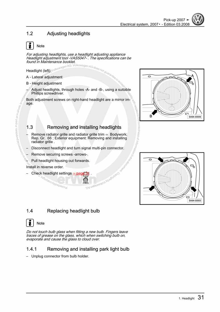 Beispielseite für Reparaturanleitung 3 Electrical system, 2007▸