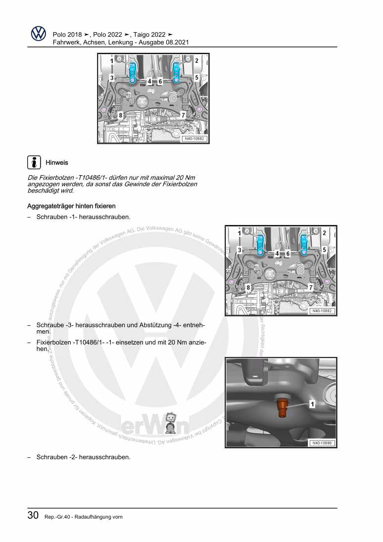 Examplepage for repair manual 3 Fahrwerk, Achsen, Lenkung