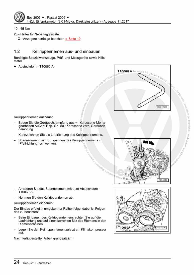 Beispielseite für Reparaturanleitung 2 4-Zyl. Einspritzmotor (2,0 l-Motor, Direkteinspritzer)