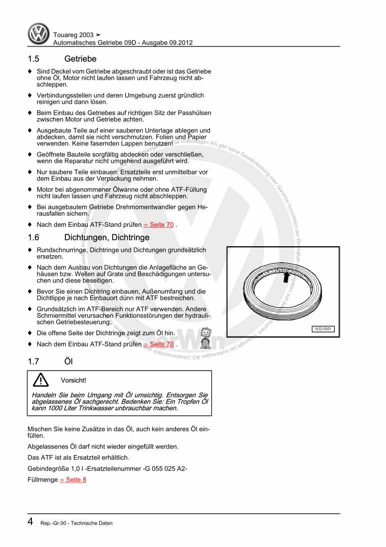 Examplepage for repair manual 2 Automatisches Getriebe 09D
