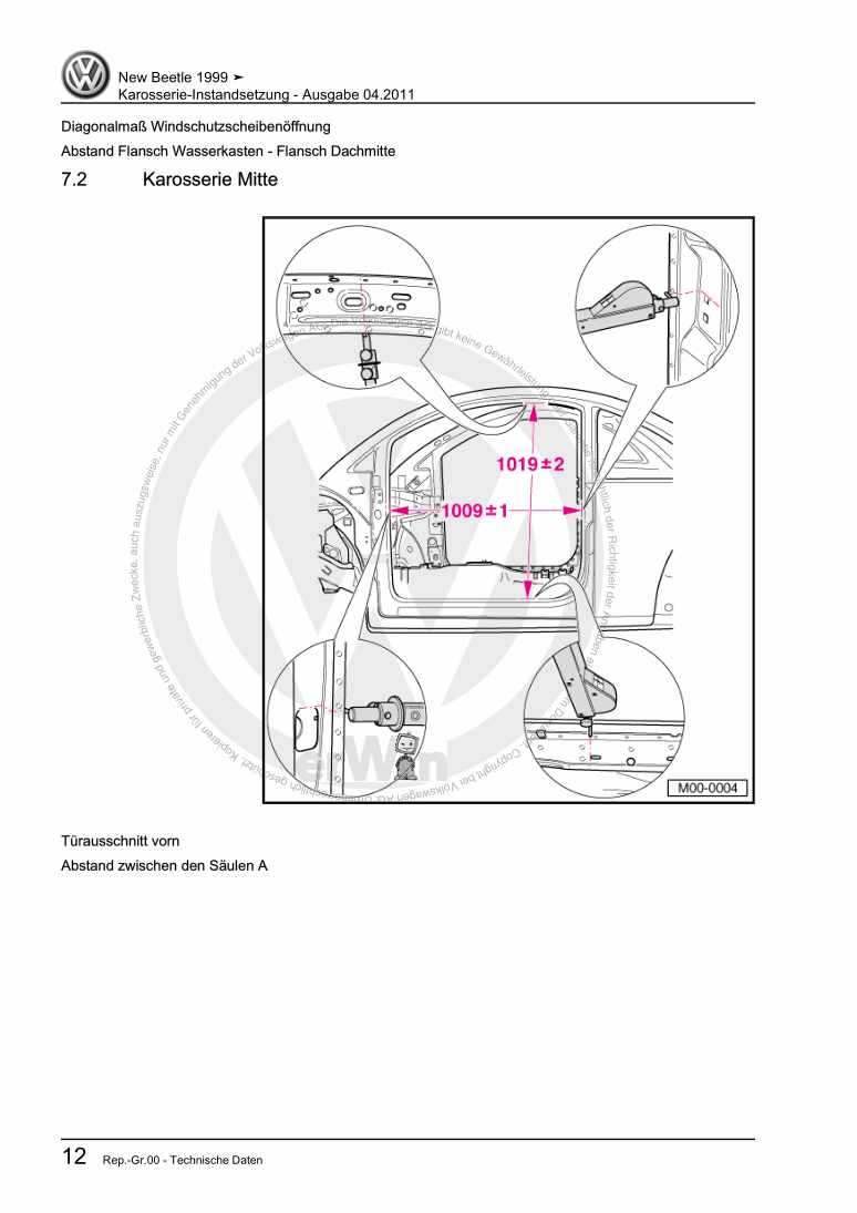 Examplepage for repair manual Karosserie-Instandsetzung