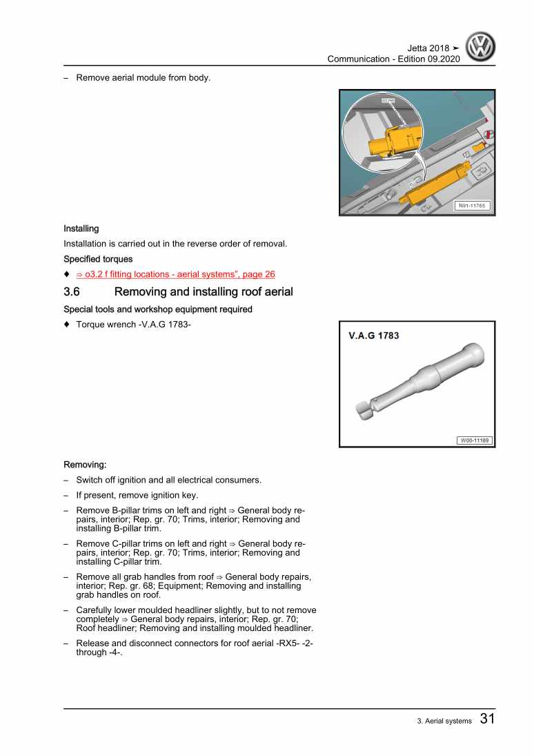 Examplepage for repair manual 3 Communication
