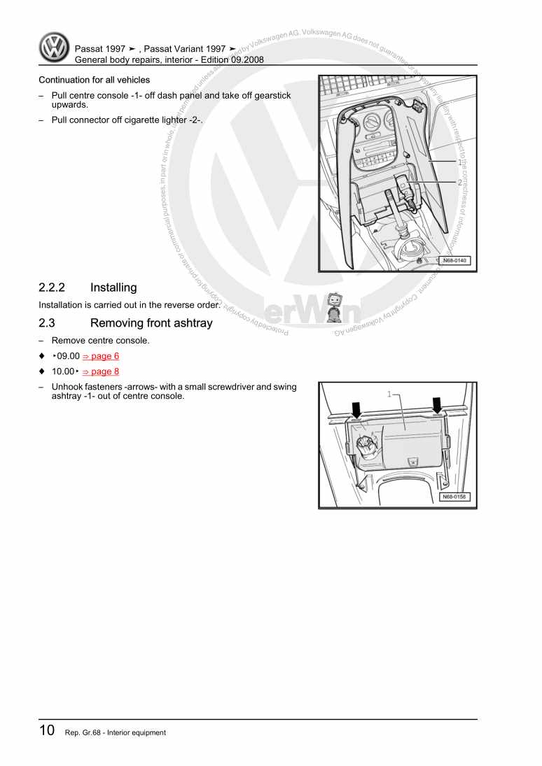 Examplepage for repair manual 3 General body repairs, interior