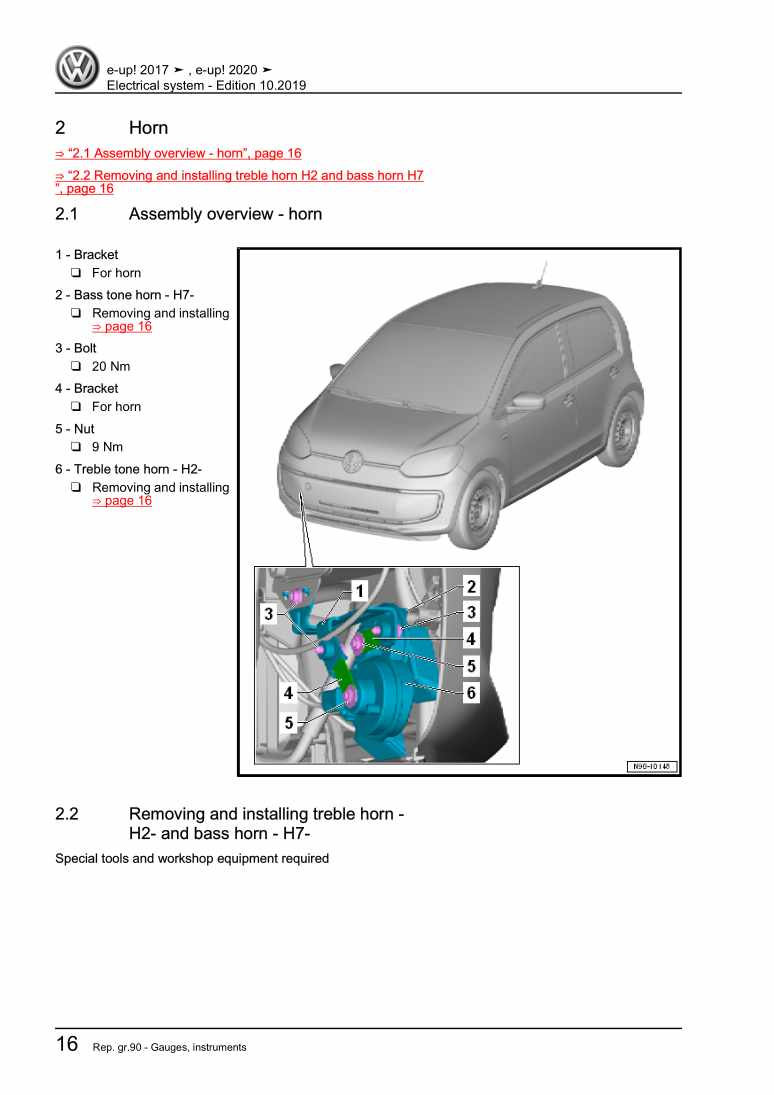 Examplepage for repair manual Electrical system