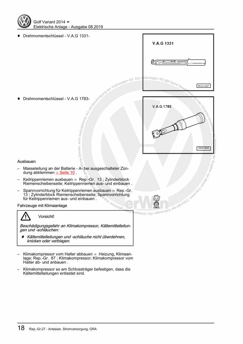 Examplepage for repair manual Elektrische Anlage