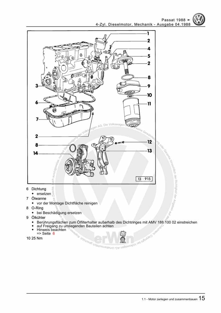 Beispielseite für Reparaturanleitung 2 4-Zyl. Dieselmotor, Mechanik