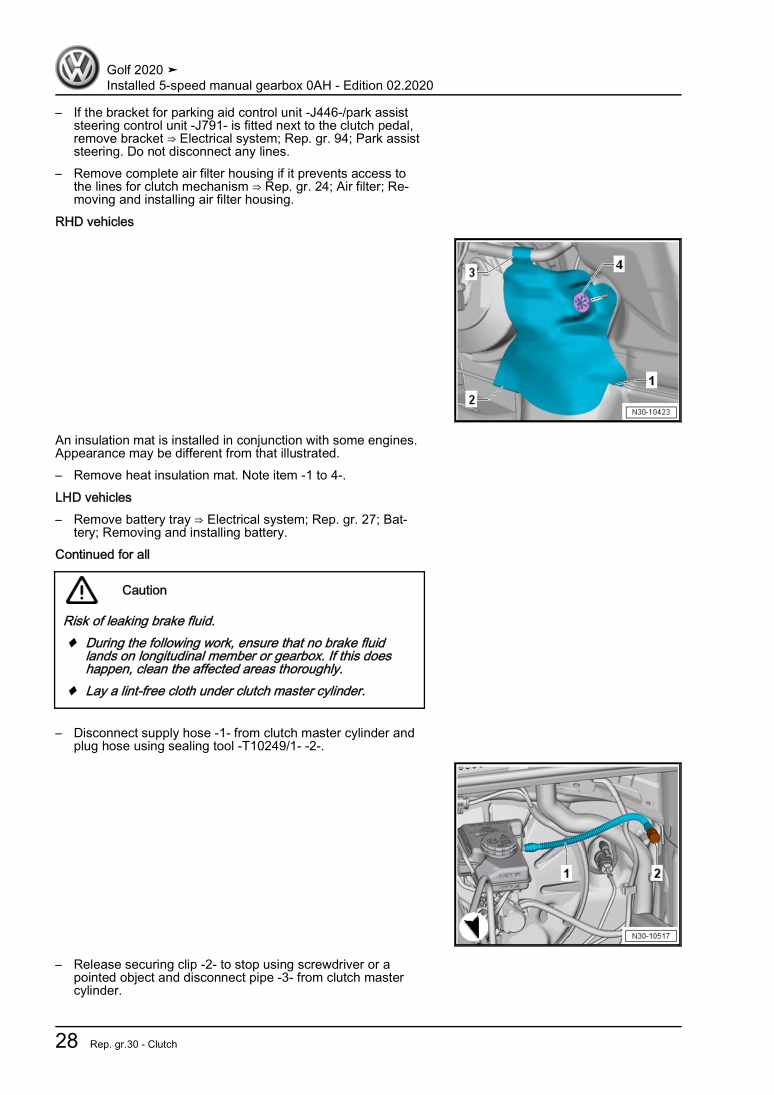 Examplepage for repair manual 2 Installed 5-speed manual gearbox 0AH