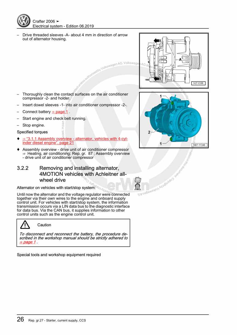 Beispielseite für Reparaturanleitung Electrical system