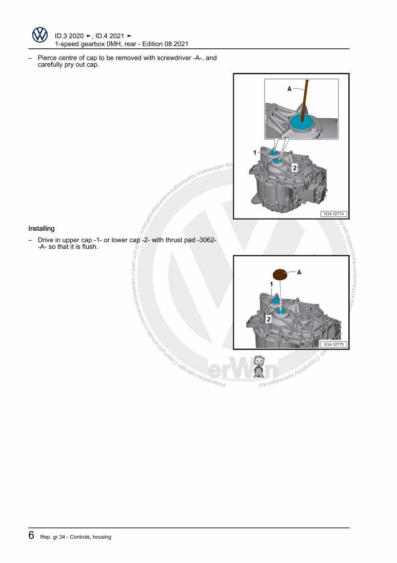 Examplepage for repair manual 2 1-speed gearbox 0MH, rear