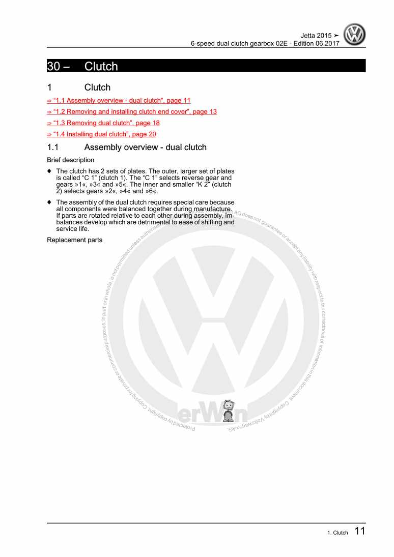 Examplepage for repair manual 2 6-speed dual clutch gearbox 02E
