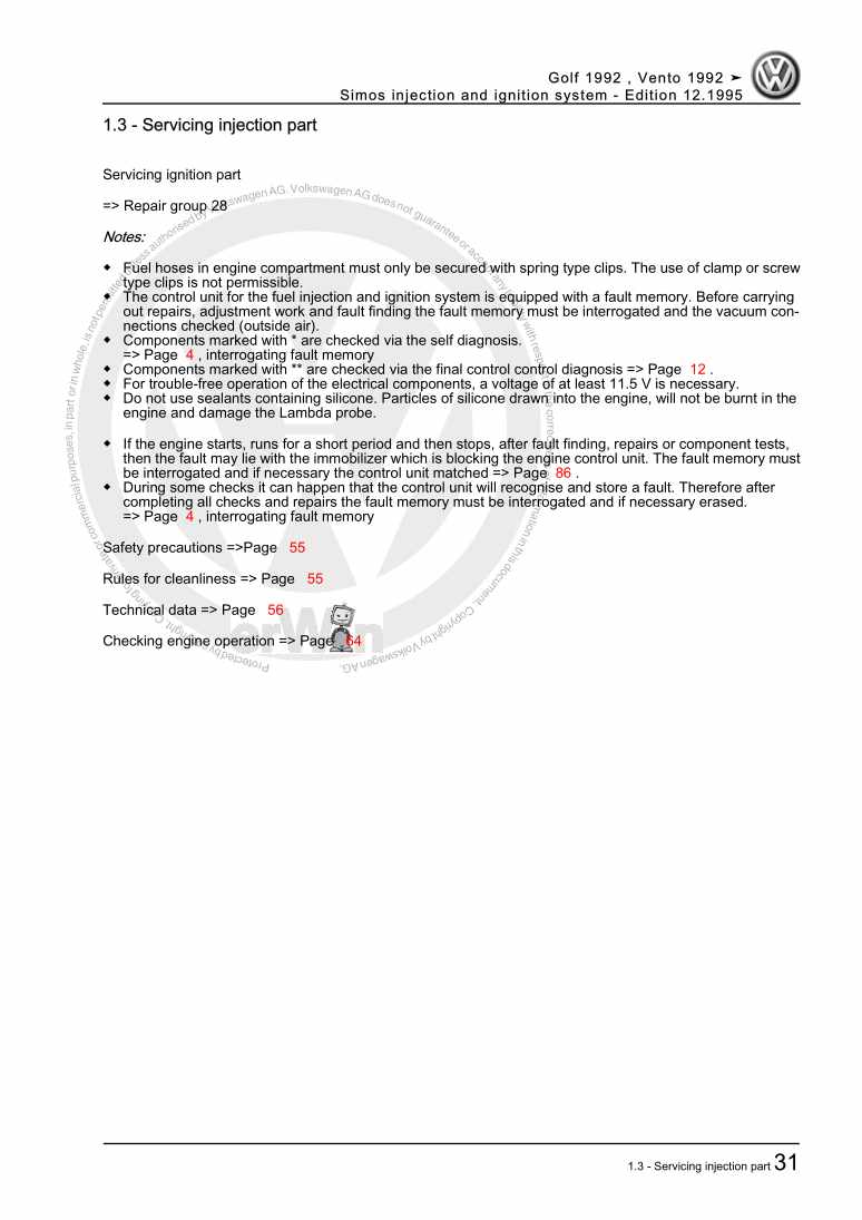 Examplepage for repair manual 2 Simos injection and ignition system