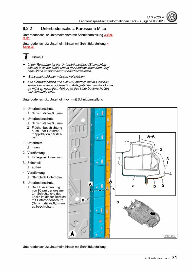 Examplepage for repair manual 3 Fahrzeugspezifische Informationen Lack