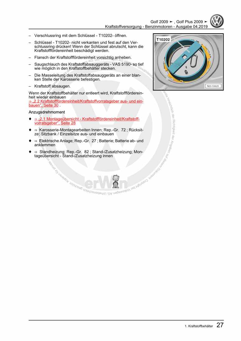 Beispielseite für Reparaturanleitung 3 Kraftstoffversorgung - Benzinmotoren