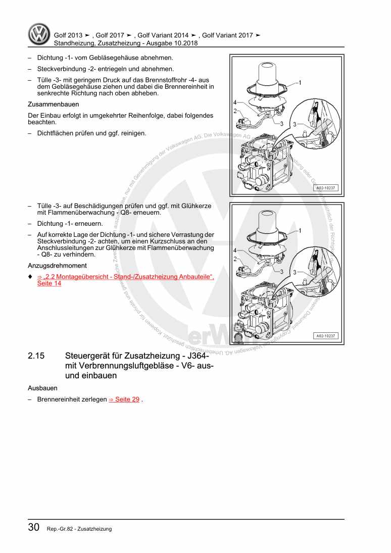 Examplepage for repair manual 3 Standheizung, Zusatzheizung