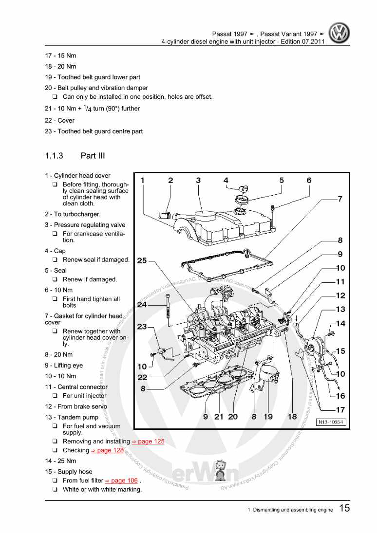 Examplepage for repair manual 3 4-cylinder diesel engine with unit injector