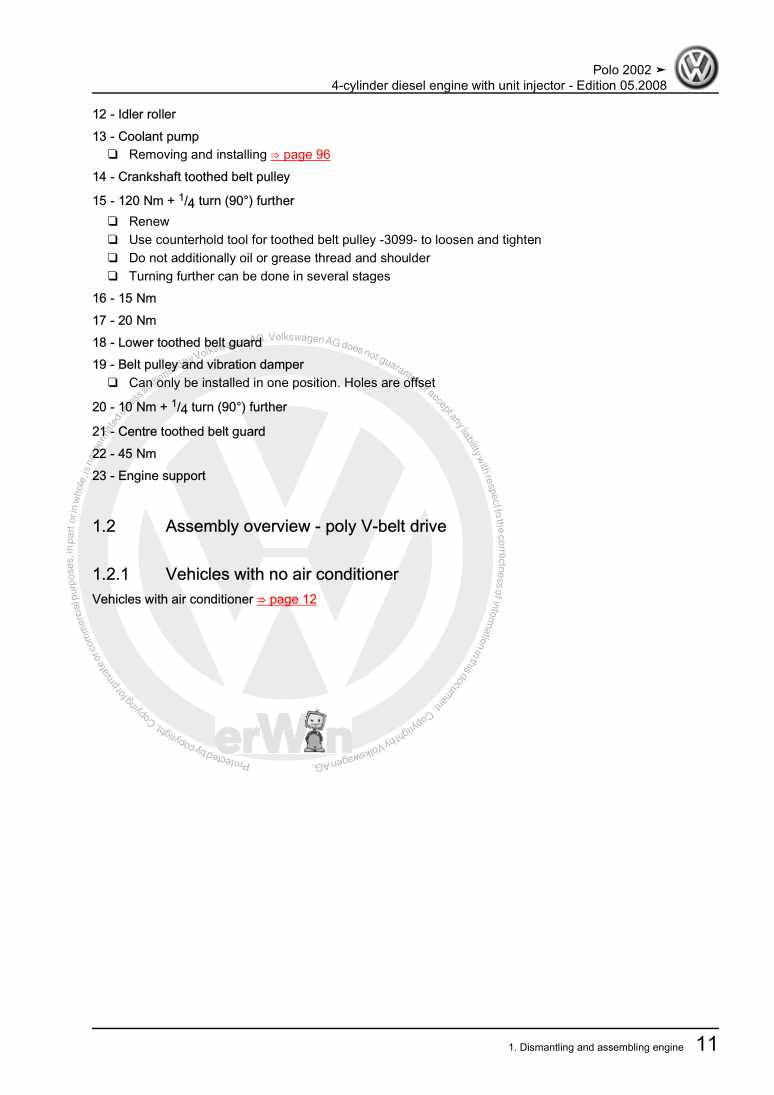 Examplepage for repair manual 2 4-cylinder diesel engine with unit injector
