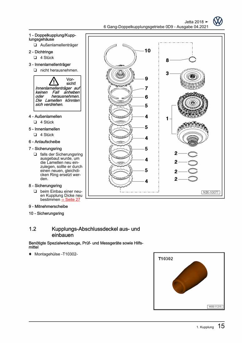 Beispielseite für Reparaturanleitung 3 6 Gang-Doppelkupplungsgetriebe 0D9