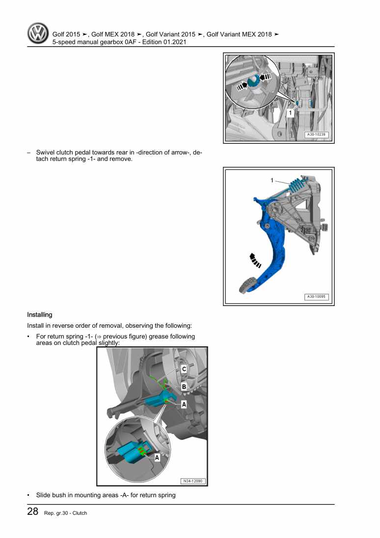 Examplepage for repair manual 3 5-speed manual gearbox 0AF