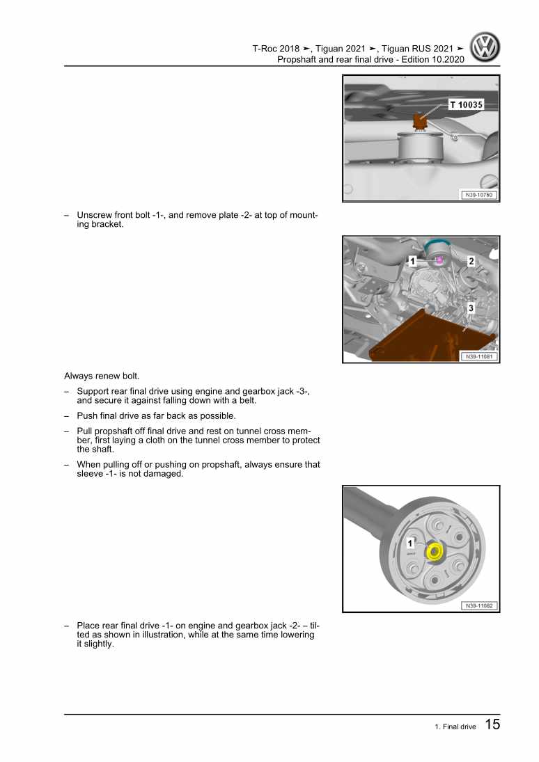 Examplepage for repair manual 2 Propshaft and rear final drive