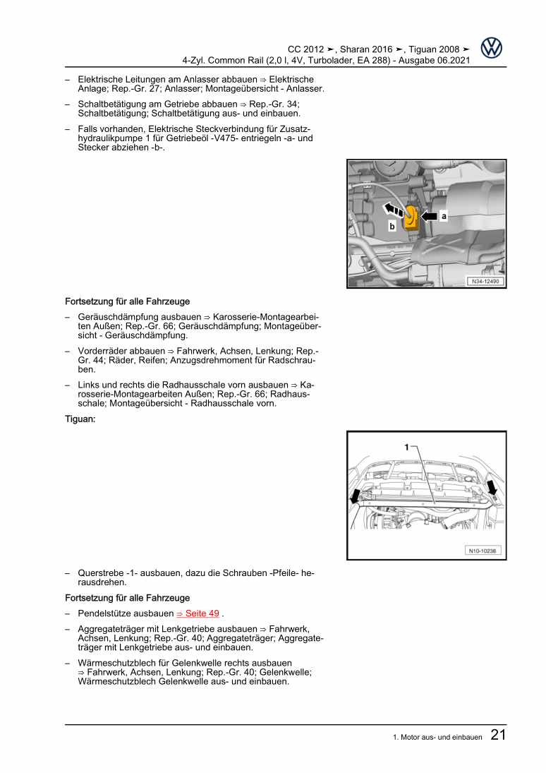 Beispielseite für Reparaturanleitung 3 4-Zyl. Common Rail (2,0 l, 4V, Turbolader, EA 288)