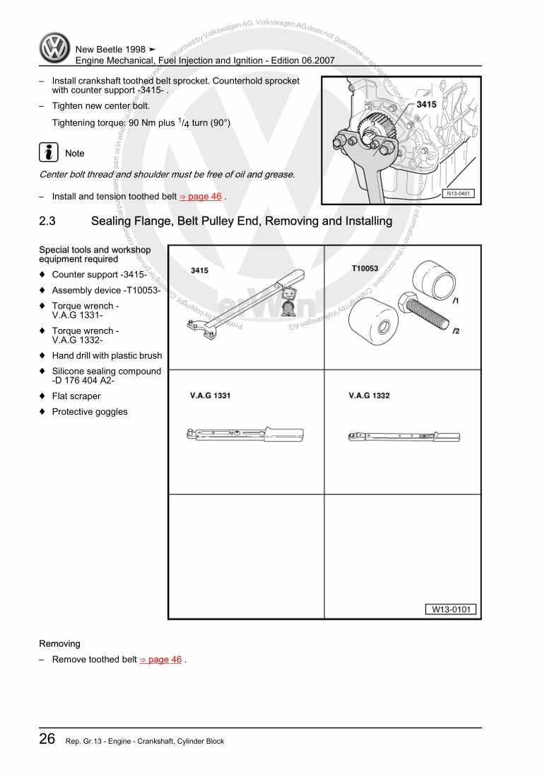 Examplepage for repair manual 2 Engine Mechanical, Fuel Injection and Ignition