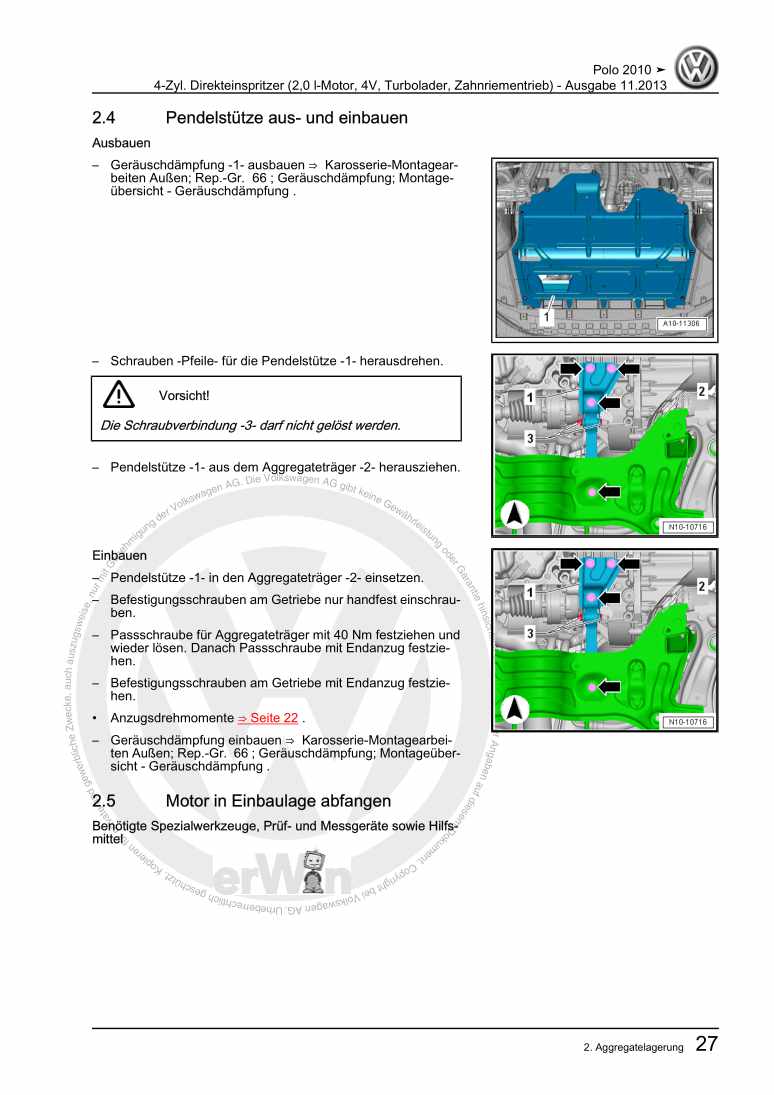 Beispielseite für Reparaturanleitung 3 4-Zyl. Direkteinspritzer (2,0 l-Motor, 4V, Turbolader, Zahnriementrieb)