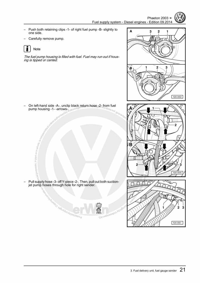 Examplepage for repair manual 3 Fuel supply system - Diesel engines