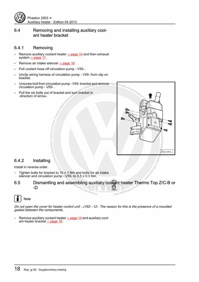 Examplepage for repair manual 2 Auxiliary heater