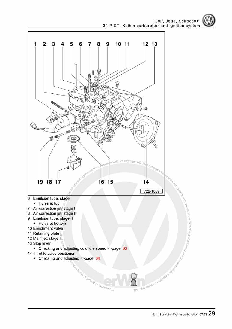 Examplepage for repair manual 34 PICT, Keihin carburettor and ignition system